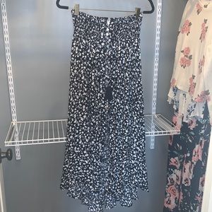Black & White Floral high low maxi skirt